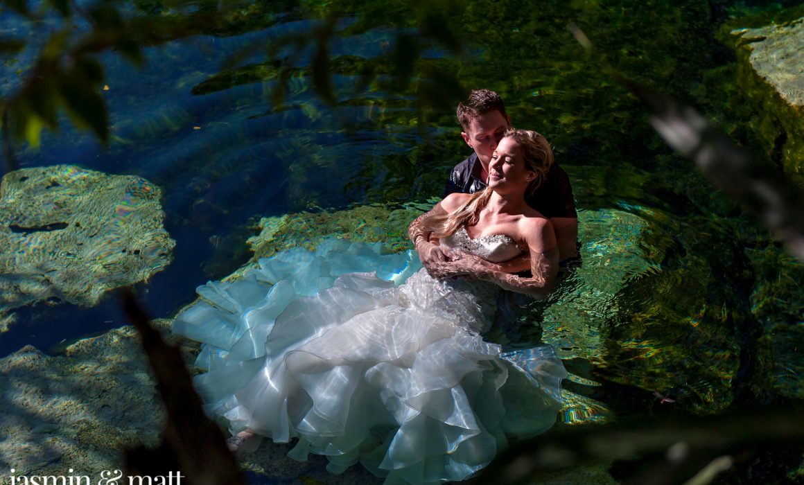Amber & Terrance's Serene Trash the Dress Photo Session at Cenote Azul
