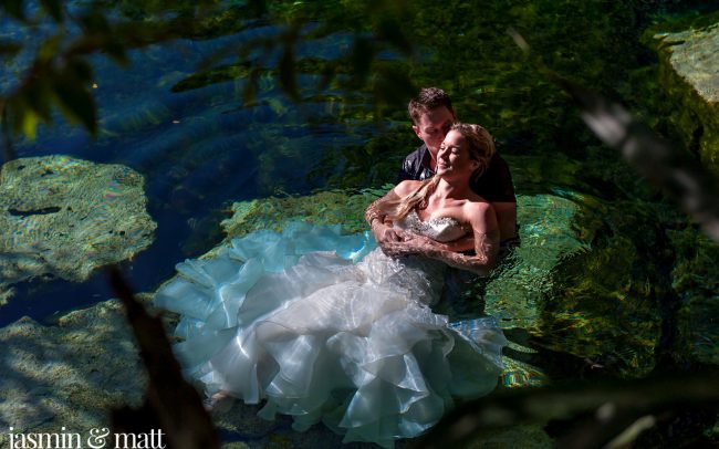 Amber & Terrance's Serene Trash the Dress Photo Session at Cenote Azul